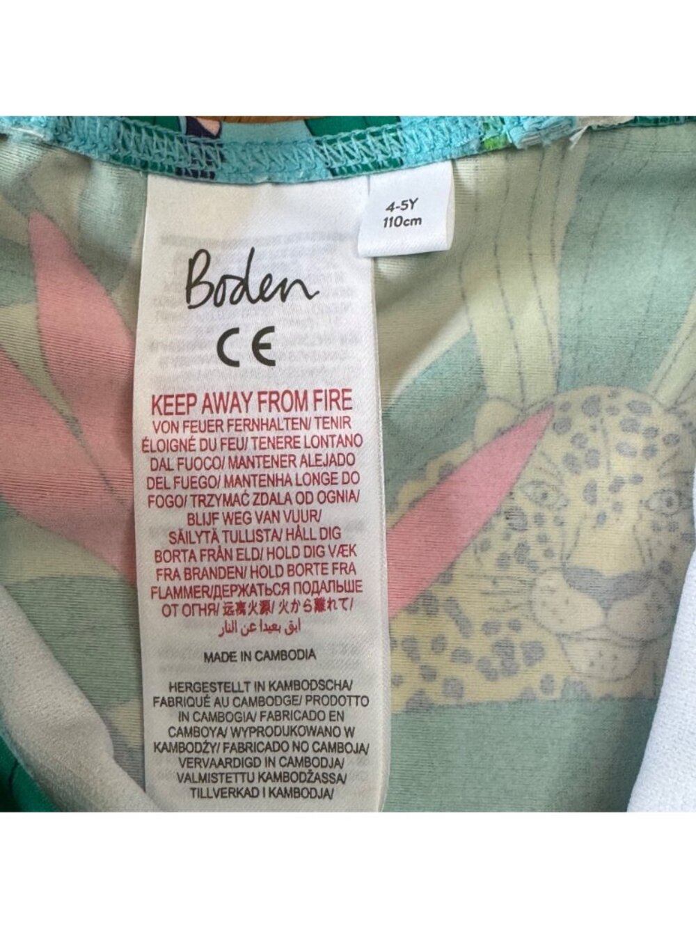 MINI BODEN Jungle Print Tankini Top Girls 4-5 110cm Monkey Tiger Swim Tank 4T 5T - Picture 8 of 9